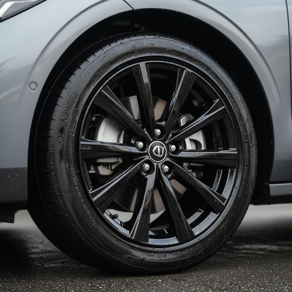 Detailed alloy wheel and tire